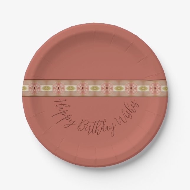 Prato De Papel Rosa Floral (Frente)