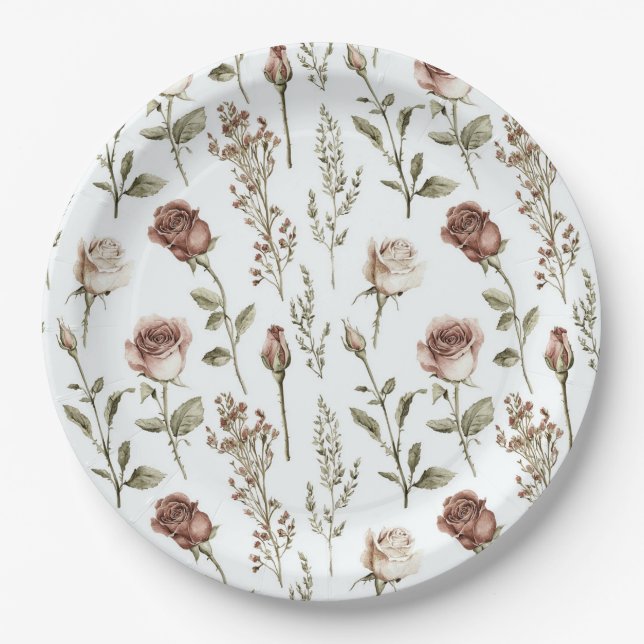 Prato De Papel Rosa Floral Rosa Roxa   (Frente)