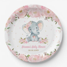 Rosa Flores de Elefante Bebê Chove Aniversário