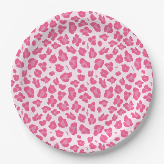 Prato De Papel Rosa Maciça na Impressão Rosa-Leopardo (Frente)