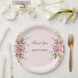 Prato De Papel Rosa Pastel Juntas Duplas Gêmeos Aniversário Obrig