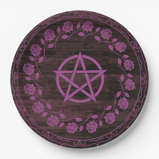 Prato De Papel Rosa Pentagrama Witchy Roxa Gótica