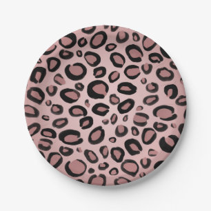 Prato De Papel Rosa & pontos pintados preto do impressão do