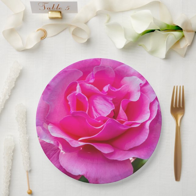 Prato De Papel Rosa rosa delicada. (Casamento)