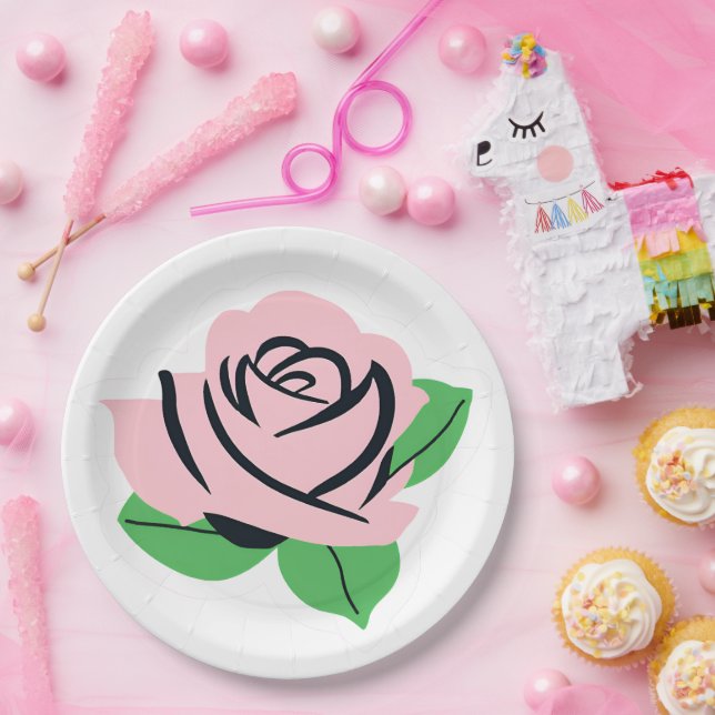 Prato De Papel Rosa Rosa Rosa Bebida (Festa)