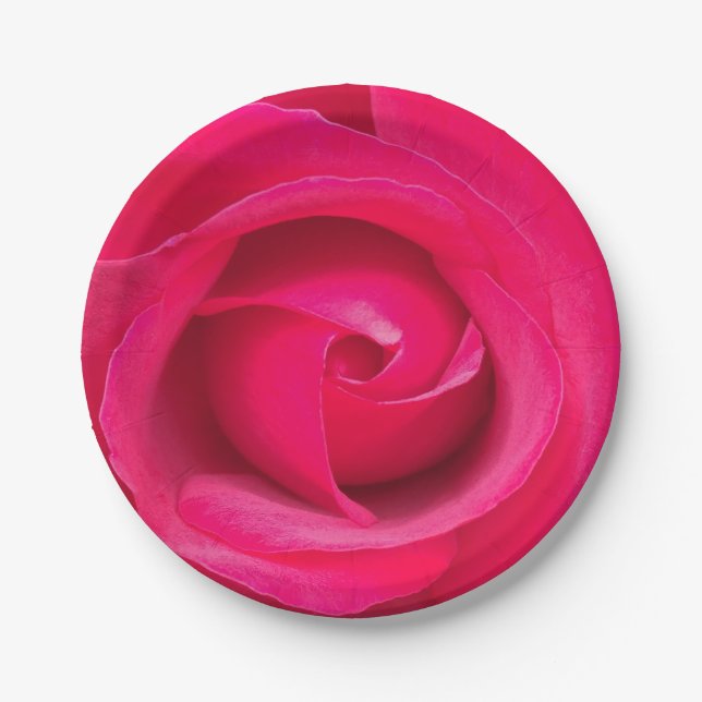 Prato De Papel Rosa Rosa Vermelha Romântica (Frente)