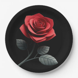 Prato De Papel Rosa vermelha do solteiro-