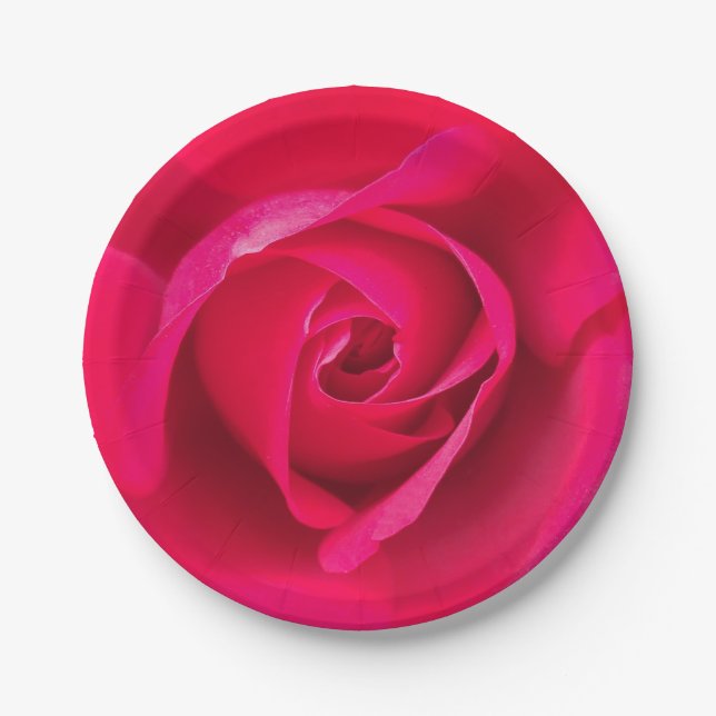 Prato De Papel Rosa Vermelho Romântico Rosa v2 (Frente)