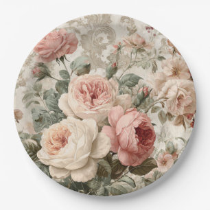 Prato De Papel Rosa Vitoriana Romântica Antiga