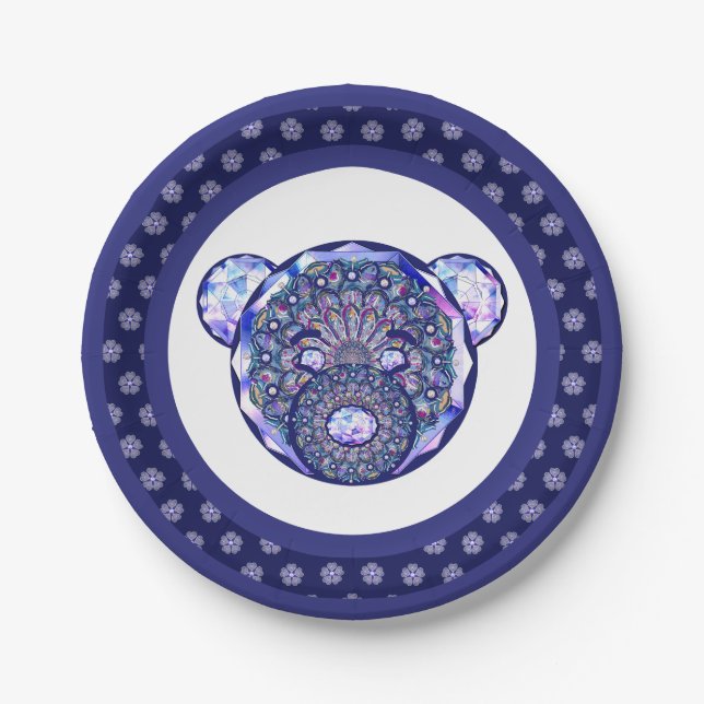 Prato De Papel Rosace azul ou vermelho para bebê&criança (Frente)