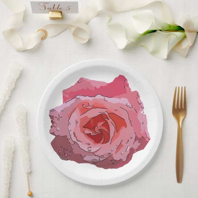 Prato De Papel RosaDesenhoAnimado. (Casamento)