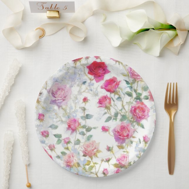 Prato De Papel Rosas (Casamento)