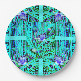 Prato De Papel Rosas Azuis de Lua e Maravilha