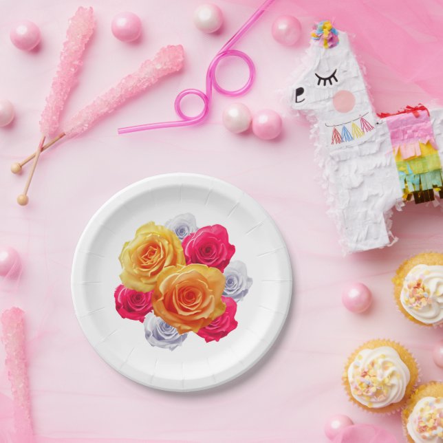 Prato De Papel Rosas Blooming Motif Paper Plate (Festa)