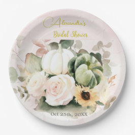 Prato De Papel Rosas brancas caem abóboras