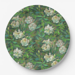 Prato De Papel "Rosas brancas, folhas verdes", flores lindas