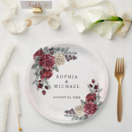 Prato De Papel Rosas Congeladas Casamento de Inverno