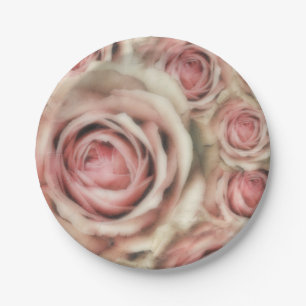 Prato De Papel Rosas Cor-de-Rosa Elegante Chuveiro de Noiva Flora