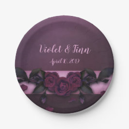 Prato De Papel Rosas de ameixa