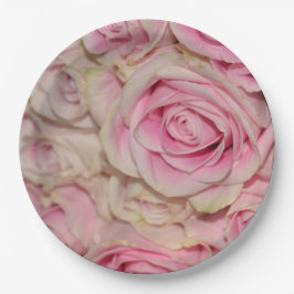 Prato De Papel Rosas de Creme Rosa Romântica