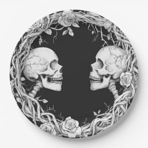 Prato De Papel Rosas de Halloween vitorianos de vegetação gótica