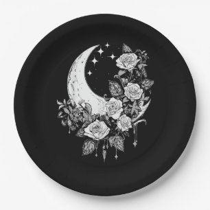Prato De Papel Rosas-Lua - Gótico Romântico - Whimsigoth Witchy W
