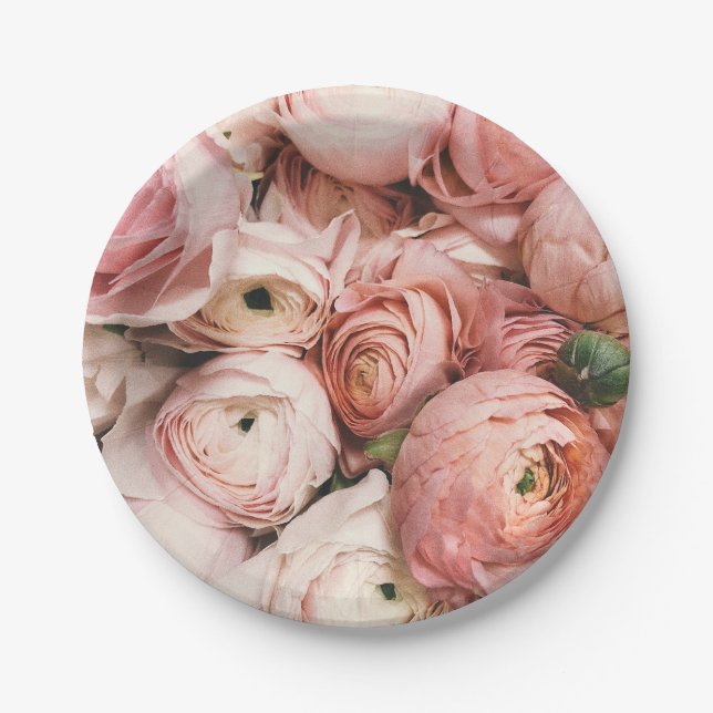 Prato De Papel Rosas rosa (Frente)