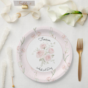 Prato De Papel Rosas Rosa Bege Tulipas Brancas Casamento
