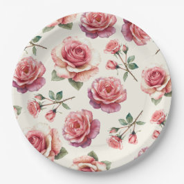 Prato De Papel Rosas Rosa Shabby para sempre