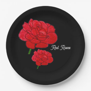 Prato De Papel Rosas Vermelhas