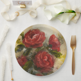 Prato De Papel Rosas Vermelhas