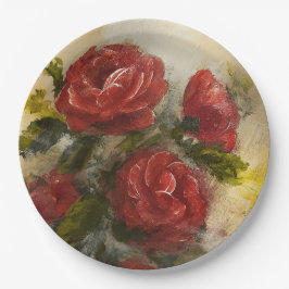Prato De Papel Rosas Vermelhas