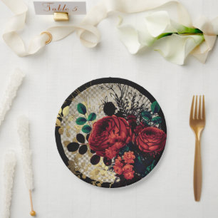 Prato De Papel Rosas vermelhas góticas