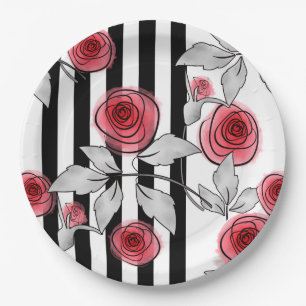 Prato De Papel Rosas vermelhas, rosas aquáticas