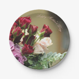 Prato De Papel Rosas vermelhos e roxos