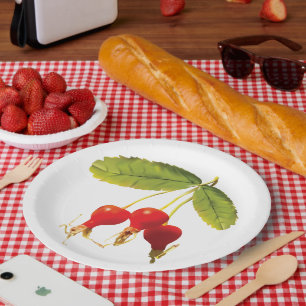 Prato De Papel Roseqs Padrões Vermelhos