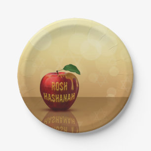 Prato De Papel Rosh Hashanah Jewish New Year Honey Apple