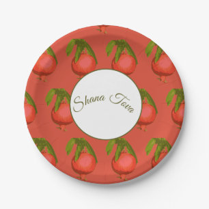 Prato De Papel Rosh Hashanah Jewish New Year Pomegranate