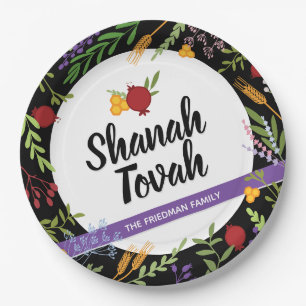 Prato De Papel Rosh Hashanah Judeu Ano Novo Shana Tovah