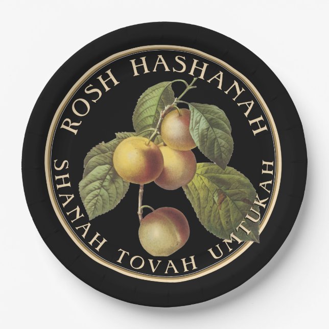 Prato De Papel Rosh Hashanah Judeu Ano Novo Shanah Tovah (Frente)