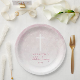 Prato De Papel Rosita Pink Platos de Bautizo - Placas de Papel Es