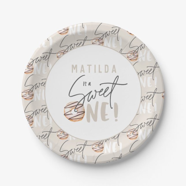 Prato De Papel Rosquinha doce, uma festa primeiro aniversario (Frente)