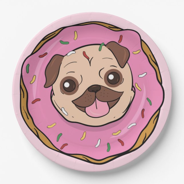 Prato De Papel Rosquinha Pug (Frente)