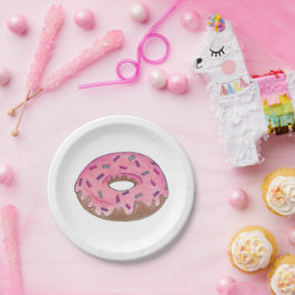 Prato De Papel Rosquinha rosa Dobra Sprinkles Brunch Breakfast