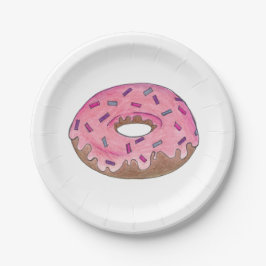 Prato De Papel Rosquinha rosa Dobra Sprinkles Brunch Breakfast