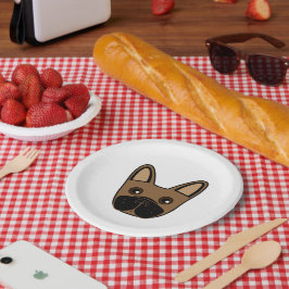 Prato De Papel Rosto de Buldogue Francês Castanho