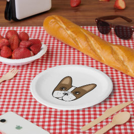 Prato De Papel Rosto de Buldogue Francês de Stripe Castanho