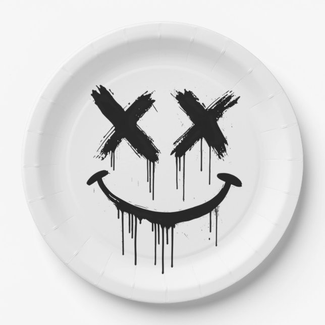 Prato De Papel Rosto sorridente. (Frente)