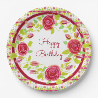 Prato De Papel Rosy Floral Na moda