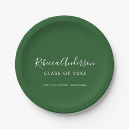 Prato De Papel Roteiro de Graduado Minimalista Moderno Verde Escu